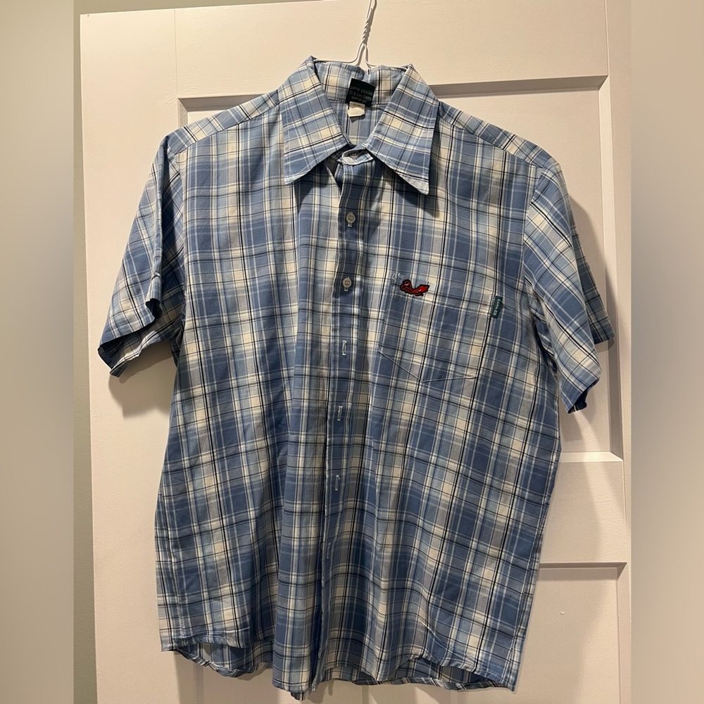 Plaid Blue and White Casual Button Down Shirt